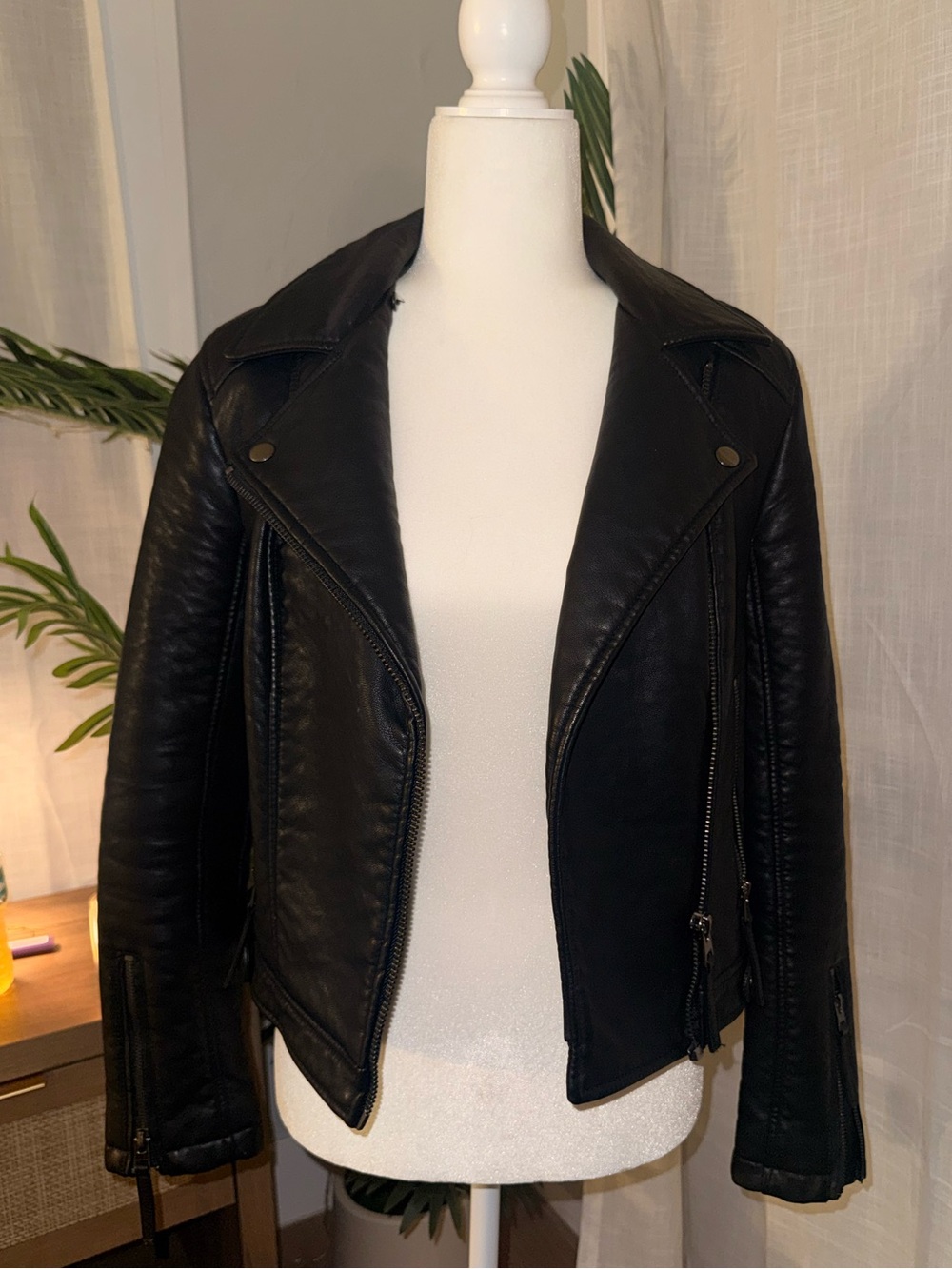 Topshop Black Genuine Leather Moto Biker Jacket